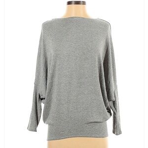 Jolie women's long dolman sleeves grey pullover size M